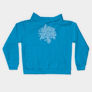 White Lineart Bouquet Kids Hoodie